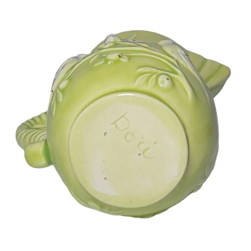 Italian Creamer Mini Ceramic Stoneware Lime Green Small Jug Pitcher With 3D Bird